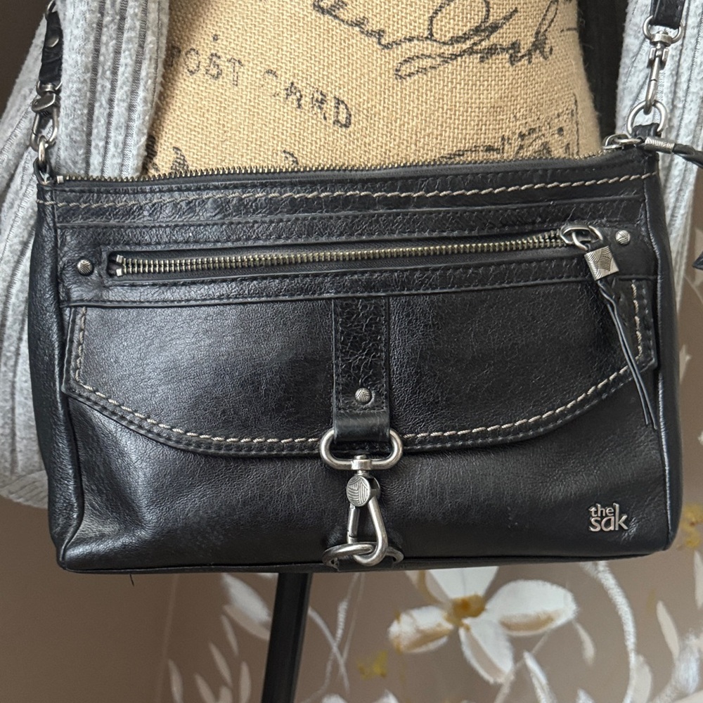 The Sak Black Crossbody Bag with Silver Details